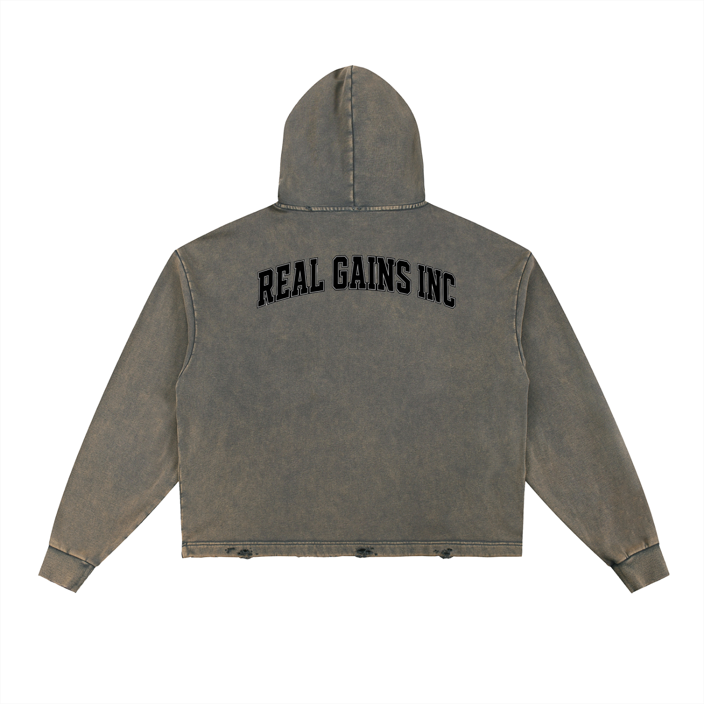 Vintage Washed Frayed-Hem Hoodie