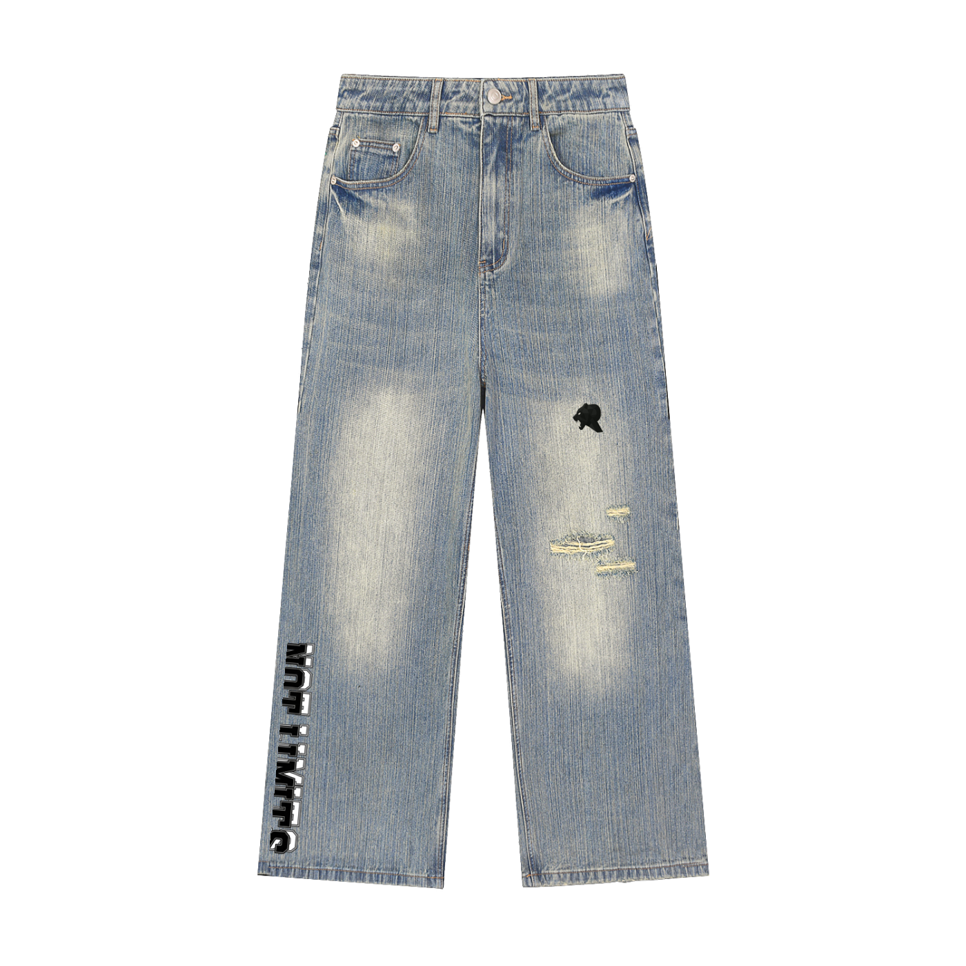 Vintage Wash Distressed Denim Jeans