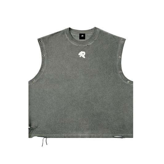 Distressed Grommet Eyelet Tank Top